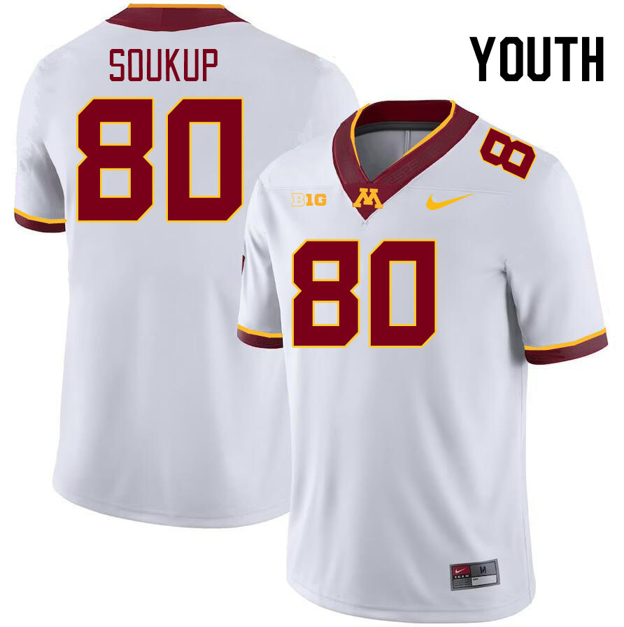 Youth #80 Alan Soukup Minnesota Golden Gophers College Football Jerseys Stitched-White